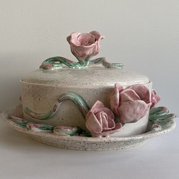 Signed Wendy Walgate Ceramic 3d Rose Bowl 1980s - Picture 9 of 9